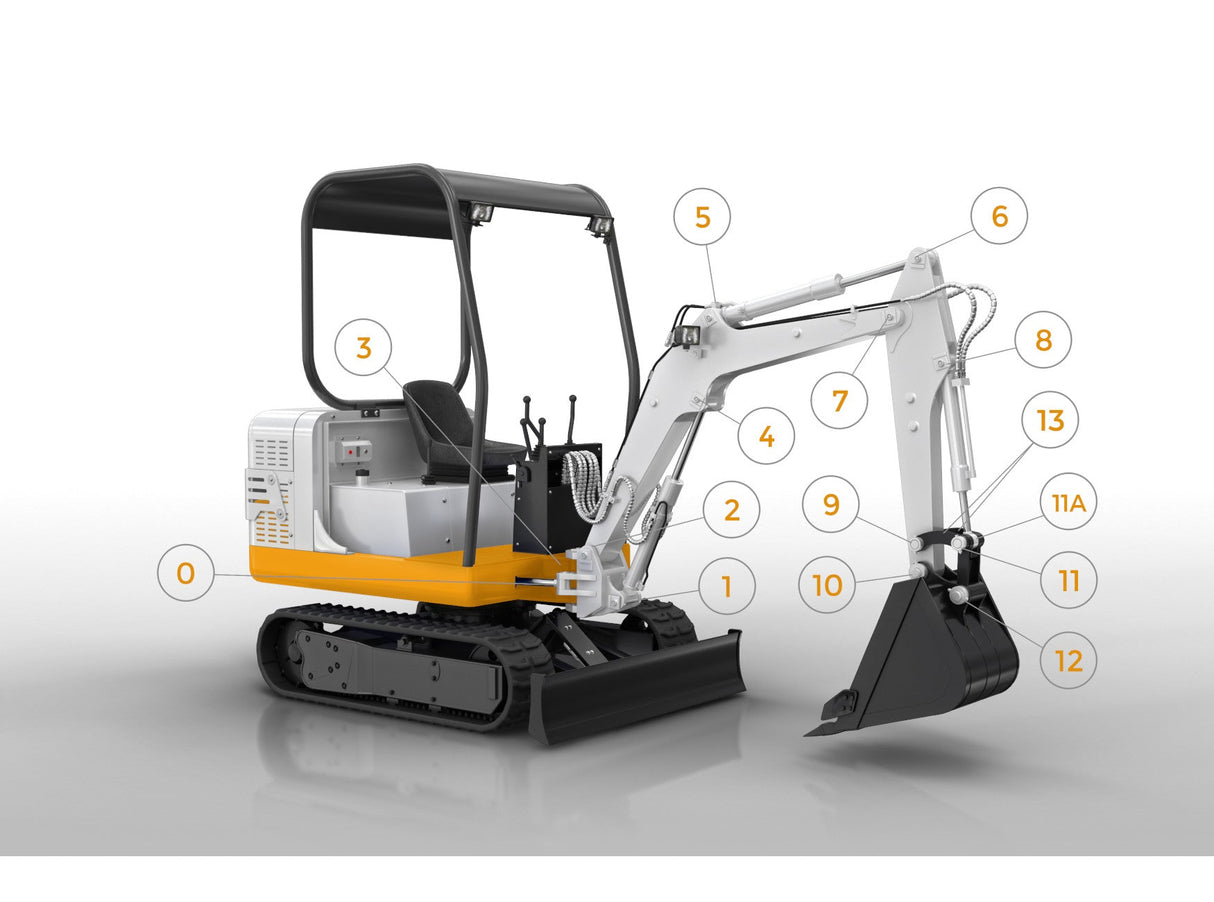 Kit axes et bagues Bobcat 322 – kit de réparation pour mini-pelle