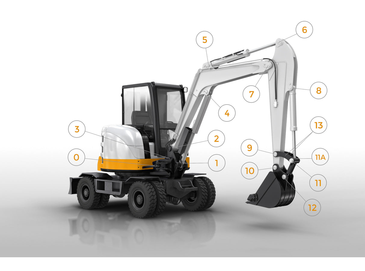 Kit axes et bagues Bobcat E55W – kit de réparation pour mini-pelle