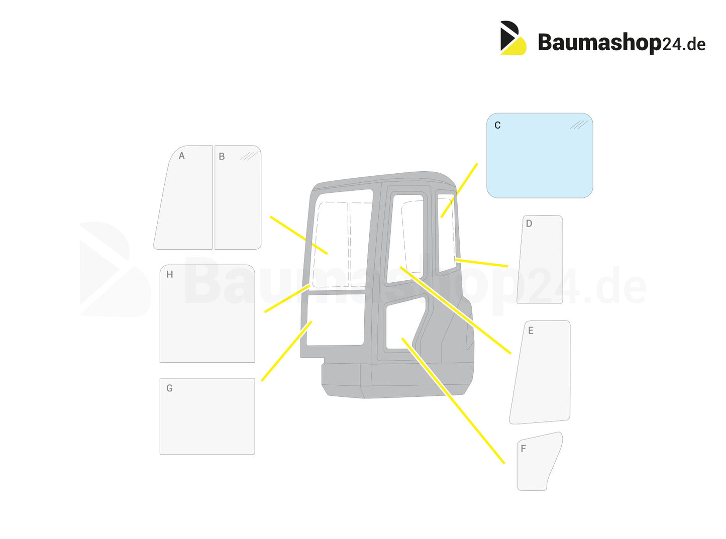 Fenêtre arrière Kubota d'origine RG268-46530 pour KX027-4 | KX030-4