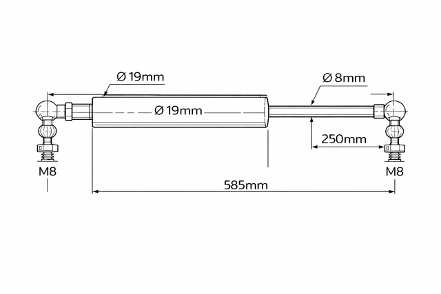 Stabilus 083909 Gasdruckdämpfer – 300 Newton Gasdruckdämpfer Ersatzteil