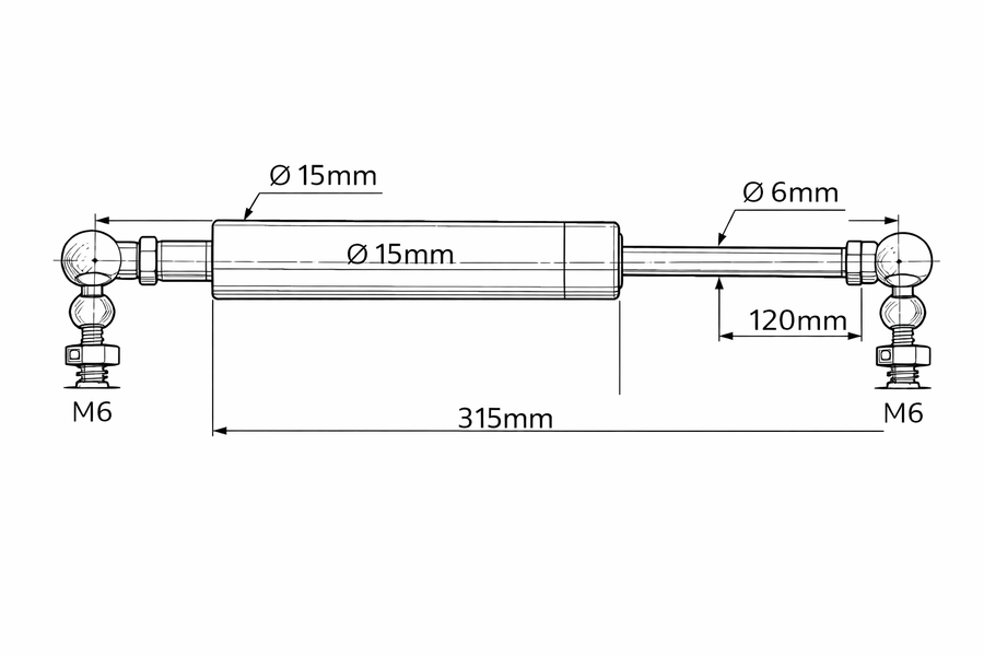 Stabilus Gasdruckdämpfer 5037DD – 350 Newton Gasdruckdämpfer Ersatzteil
