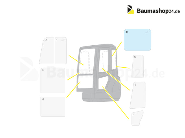 Original Kubota Heckscheibe R561-147230 für R065 | R082 | R085