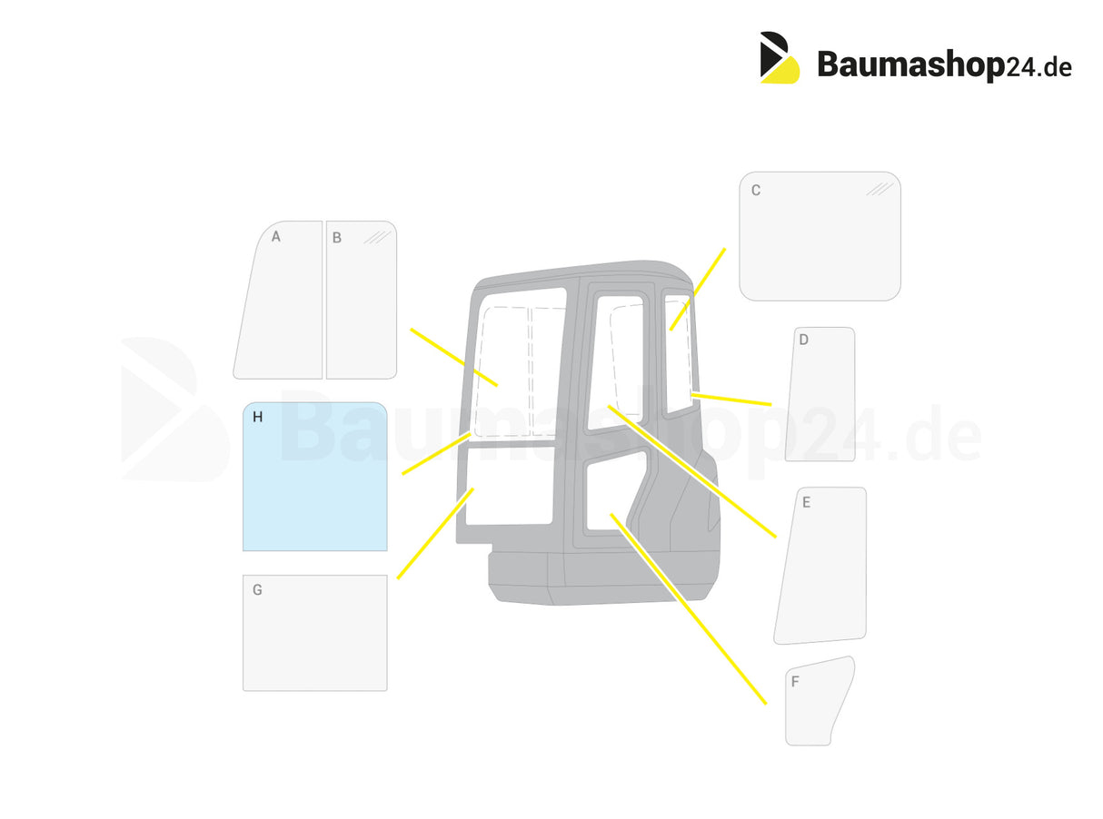 Fenêtre avant Kubota d'origine R5611-47250 pour R065 | R082 | R085